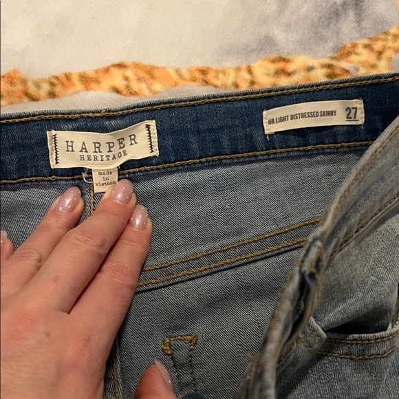 Harper Light Gray Distressed Skinny Jeans - Picture 2 of 3